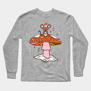Christmas Mouse on a Mushroom Long Sleeve T-Shirt